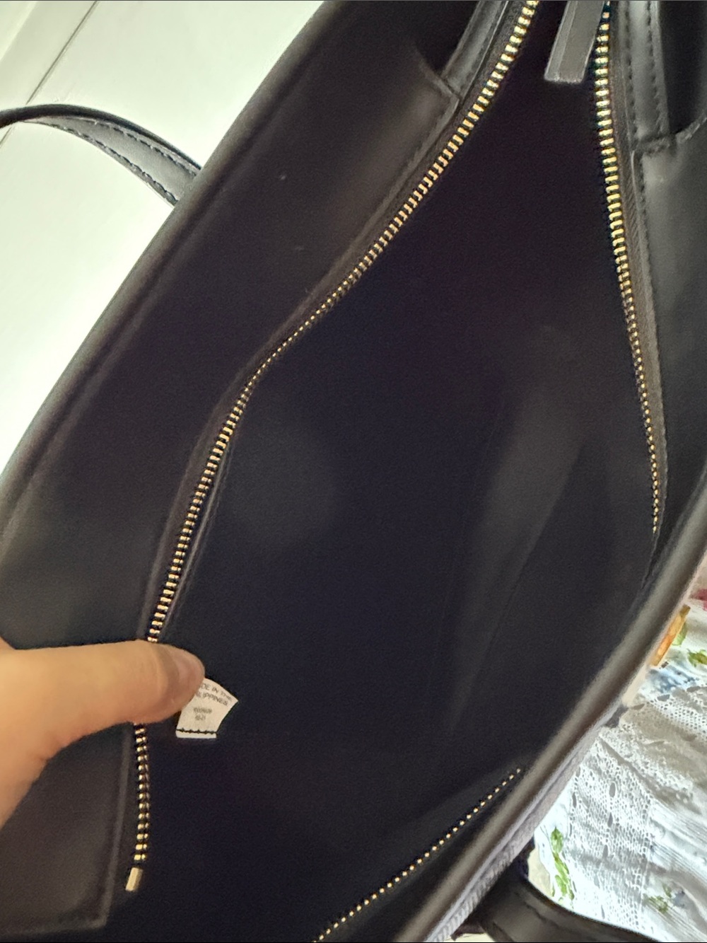 Tory Burch Gray and Black Logo Stripe Tote - Picture 4 of 4